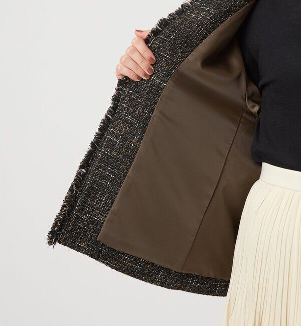 UNITED ARROWS green label relaxing「ミックスツイードライク ポケット ノーカラー ジャケット」|ノーカラージャケット|