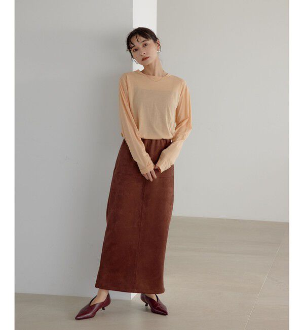 EMMEL REFINES「＜EMMEL REFINES＞EM スウェードライク ステッチ Iラインスカート」|スカート|