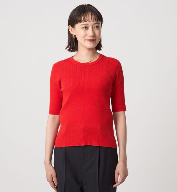 UNITED ARROWS green label relaxing「＜1_OF MINE＞リブ クルーネック 5分袖 ニット プルオーバー」|ニット・セーター|