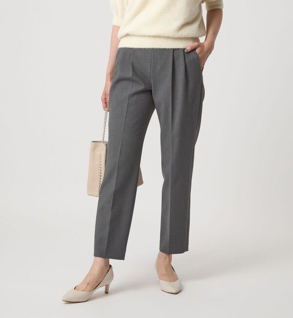 UNITED ARROWS green label relaxing「［size SHORT/TALLあり］ダブルクロス テーパード パンツ ウォッシャブル ストレッチ」|スラックス|