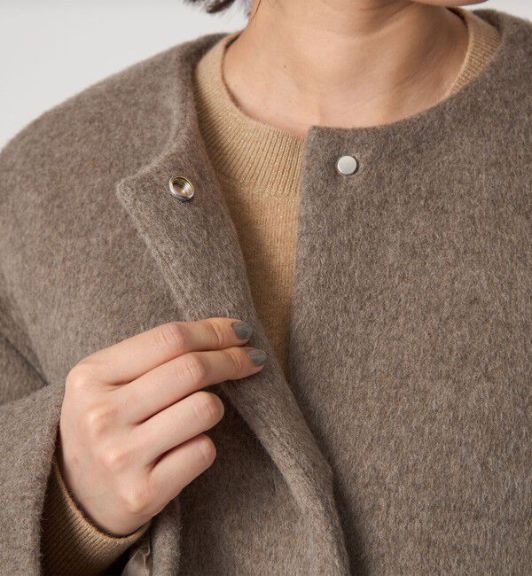 UNITED ARROWS green label relaxing「［size SHORTあり］アンゴラビーバー ノーカラー ミドル コート」|ノーカラーコート|