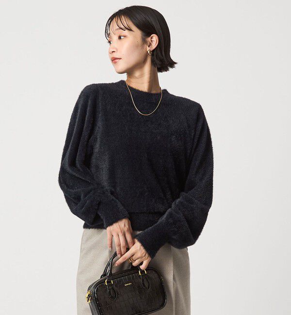 UNITED ARROWS green label relaxing「フラッフ フェザーヤーン ロングスリーブ ニット プルオーバー」|ニット・セーター|BLACK