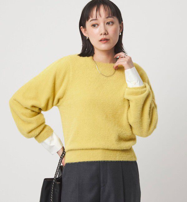 UNITED ARROWS green label relaxing「フラッフ フェザーヤーン ロングスリーブ ニット プルオーバー」|ニット・セーター|YELLOW