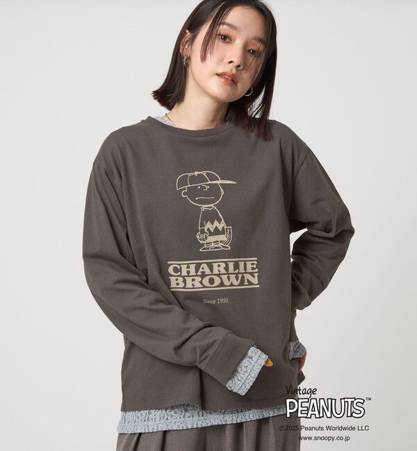 UNITED ARROWS green label relaxing「＜at ease＞PEANUTS ロングスリーブ カットソー」|Tシャツ・カットソー|DK.GRAY