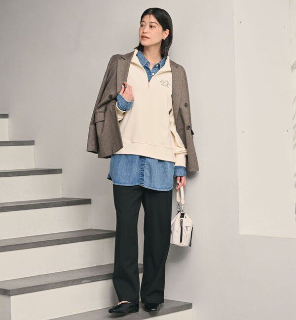 UNITED ARROWS green label relaxing「【WEB限定】＜at ease＞ベロア ハーフジップ プルオーバー」|Tシャツ・カットソー|