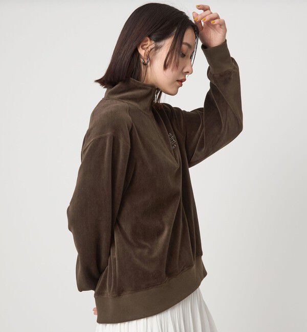 UNITED ARROWS green label relaxing「【WEB限定】＜at ease＞ベロア ハーフジップ プルオーバー」|Tシャツ・カットソー|