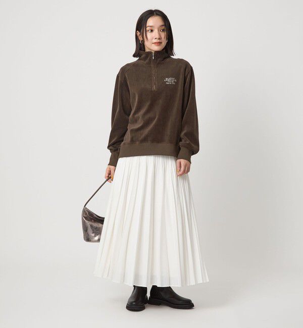 UNITED ARROWS green label relaxing「【WEB限定】＜at ease＞ベロア ハーフジップ プルオーバー」|Tシャツ・カットソー|