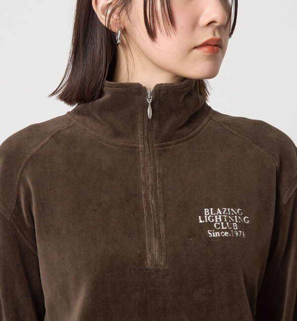 UNITED ARROWS green label relaxing「【WEB限定】＜at ease＞ベロア ハーフジップ プルオーバー」|Tシャツ・カットソー|