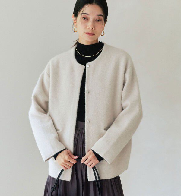 UNITED ARROWS green label relaxing「［size SHORTあり］FOXブレンド セッケツ ノーカラー カーディガン」|カーディガン|OFF WHITE