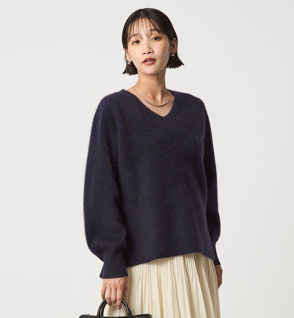 UNITED ARROWS green label relaxing「FOXブレンド フォルム Vネック ニット プルオーバー」|ニット・セーター|