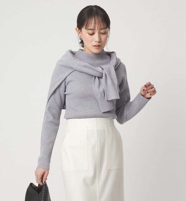 UNITED ARROWS green label relaxing「ラメ リブ ボトルネック ニット プルオーバー ウォッシャブル」|ニット・セーター|