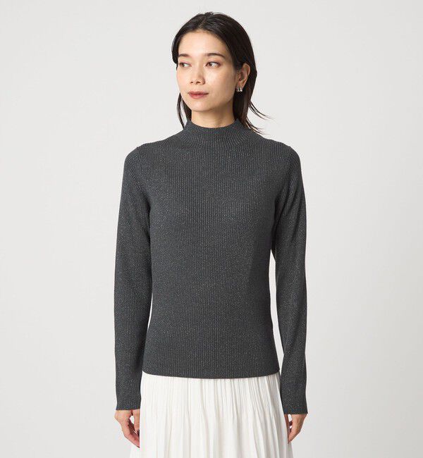 UNITED ARROWS green label relaxing「ラメ リブ ボトルネック ニット プルオーバー ウォッシャブル」|ニット・セーター|
