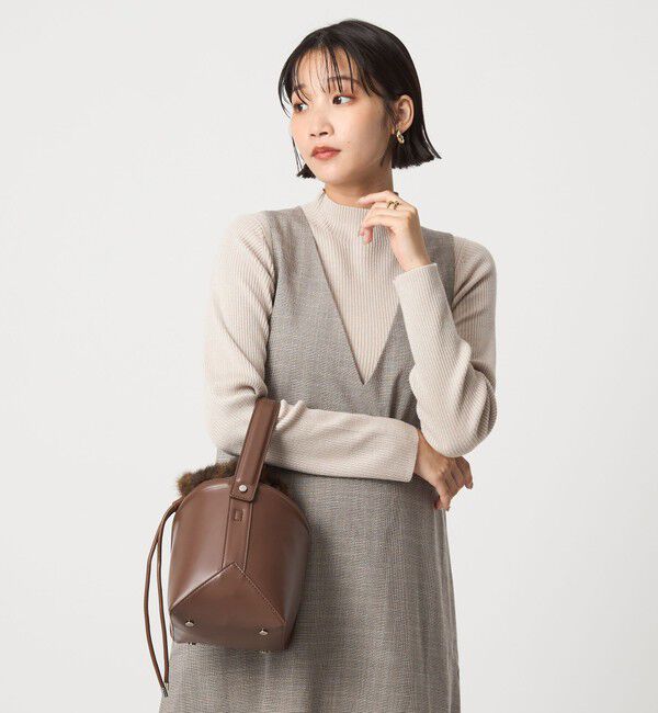 UNITED ARROWS green label relaxing「ラメ リブ ボトルネック ニット プルオーバー ウォッシャブル」|ニット・セーター|NATURAL