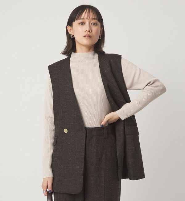 UNITED ARROWS green label relaxing「ラメ リブ ボトルネック ニット プルオーバー ウォッシャブル」|ニット・セーター|