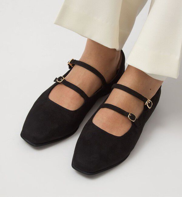 UNITED ARROWS green label relaxing「スクエア ダブルストラップ フラットシューズ」|ローファー|