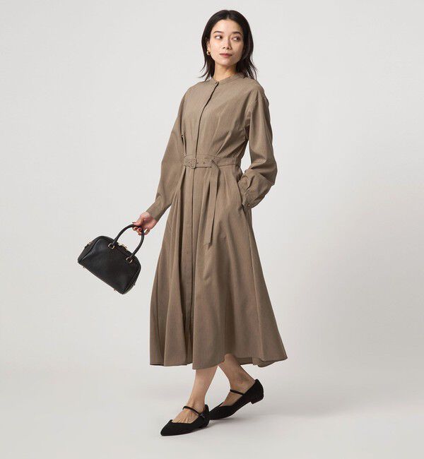 UNITED ARROWS green label relaxing「ウエスト ベルト ロングスリーブ ワンピース マシンウォッシャブル」|ワンピース|