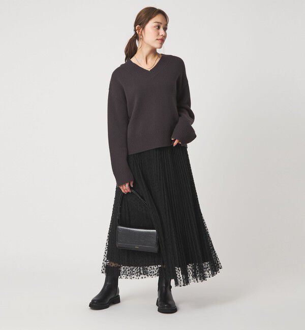 UNITED ARROWS green label relaxing「［size SHORT/TALLあり］2WAY チュール プリント プリーツ スカート」|フレア|