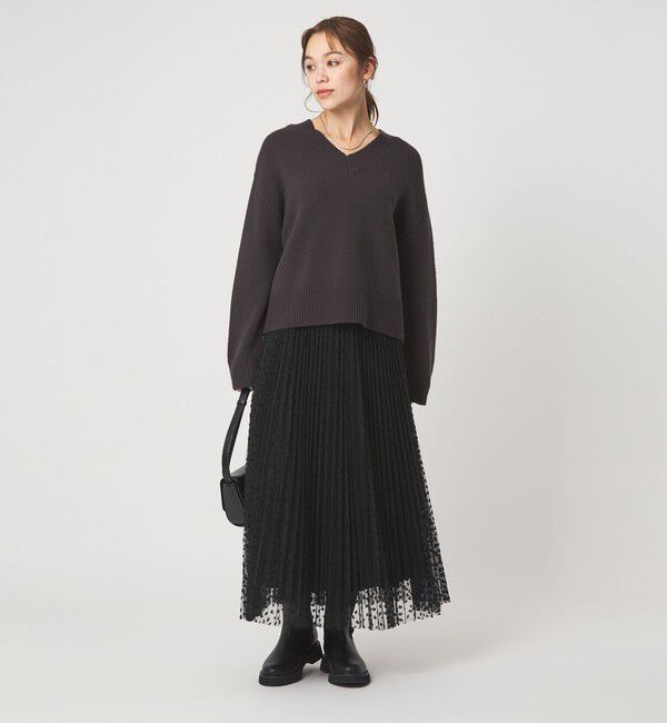 UNITED ARROWS green label relaxing「［size SHORT/TALLあり］2WAY チュール プリント プリーツ スカート」|フレア|