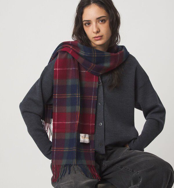 UNITED ARROWS green label relaxing「【国内EXCLUSIVE】＜Barbour＞タータンチェック マフラー」|ストール|RED
