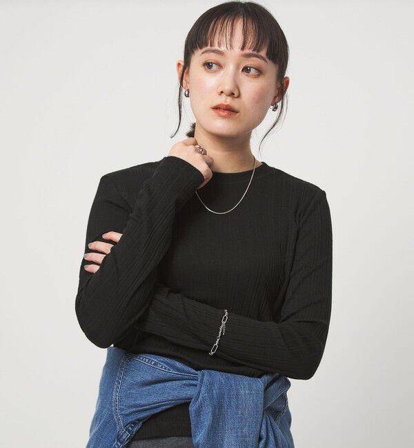 UNITED ARROWS green label relaxing「【WEB限定】＜at ease＞シアー リブ カットソー」|Tシャツ・カットソー|BLACK