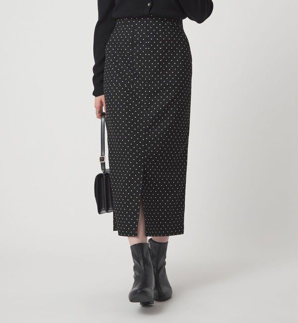 UNITED ARROWS green label relaxing「キチントボトムス ドット ジャガード Iライン スリム タイト スカート ウォッシャブル ストレッチ」|タイト|