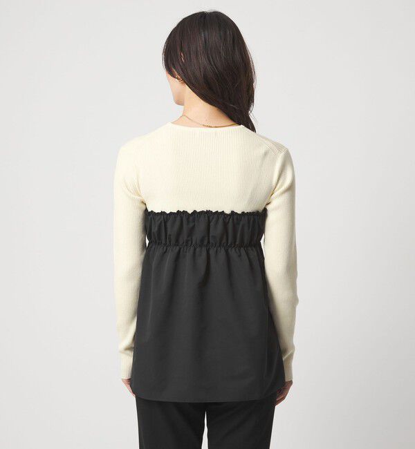 UNITED ARROWS green label relaxing「タフタ ドッキング リボン プルオーバー ニット ウォッシャブル」|ニット・セーター|