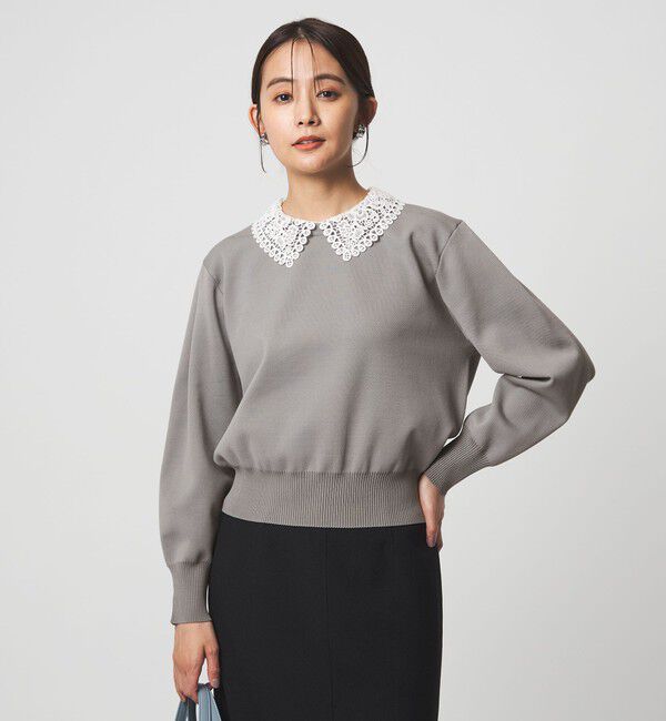 UNITED ARROWS green label relaxing「【WEB限定】エリレース 2WAY ニット プルオーバー ウォッシャブル」|ニット・セーター|MD.GRAY