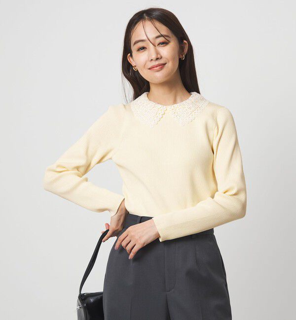 UNITED ARROWS green label relaxing「リブ エリレース 2WAY ニット プルオーバー ウォッシャブル」|ニット・セーター|