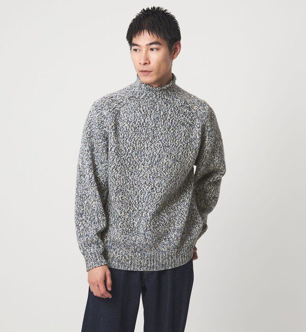 UNITED ARROWS green label relaxing「ミックス ヤーンローゲージ ロールネック ニット」|ニット・セーター|LT.BLUE