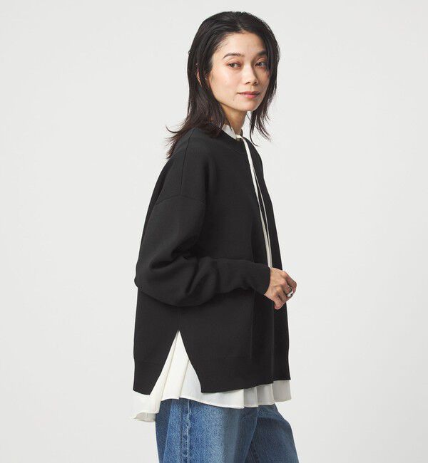 UNITED ARROWS green label relaxing「パフニット プルオーバー ウォッシャブル」|ニット・セーター|BLACK