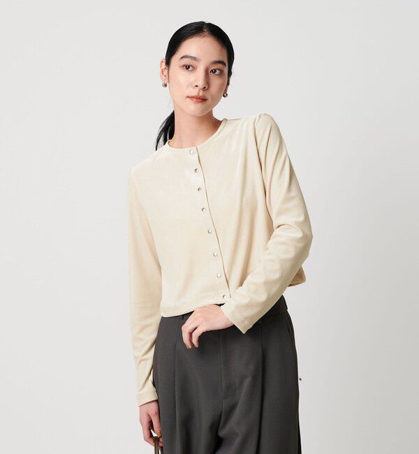 BEAUTY&YOUTH UNITED ARROWS「ベロアコンパクト カーディガン」|カーディガン|OFF WHITE