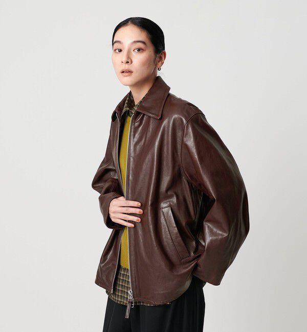 BEAUTY&YOUTH UNITED ARROWS「シープレザー フロントジップ ジャケット」|その他|DK.BROWN