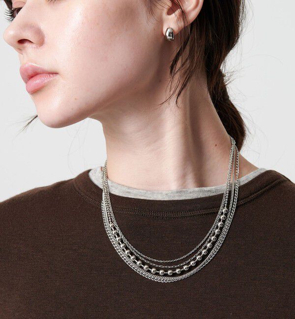 BEAUTY&YOUTH UNITED ARROWS「メタル ミックスチェーン 5連 ネックレス」|ネックレス|SILVER