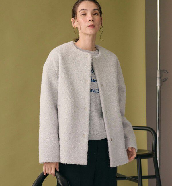 BEAUTY&YOUTH UNITED ARROWS「ブークレ ノーカラーブルゾン」|ブルゾン・スタジャン|LT.GRAY