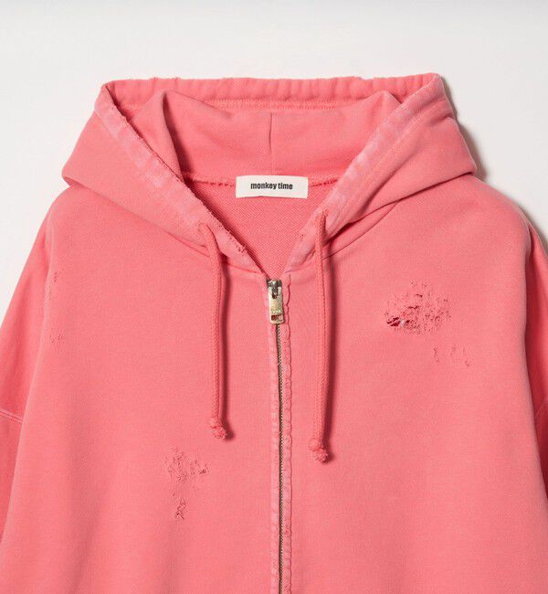 MONKEY TIME「フレンチテリー ディストレスト フルジップ フーディー」|カーディガン|
