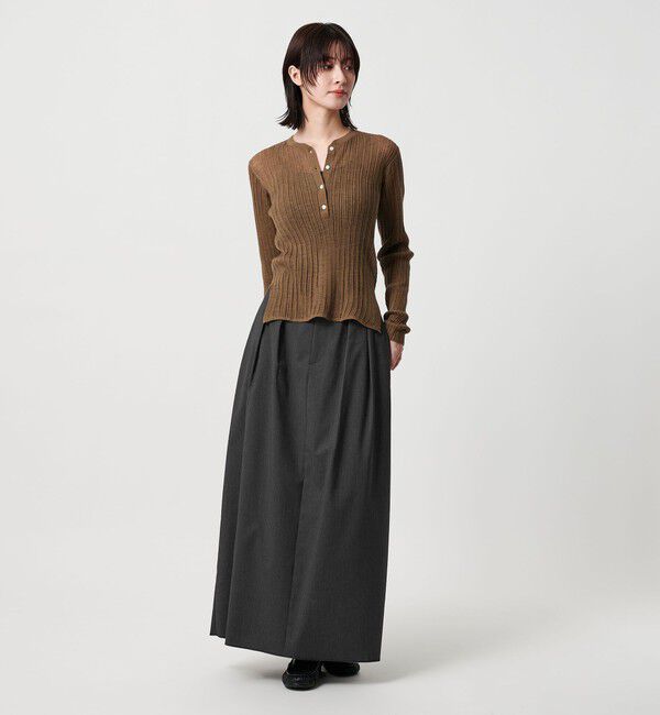 BEAUTY&YOUTH UNITED ARROWS「毛ブレンド ストライプ タックロングスカート  防シワ ウォッシャブル」|スカート|