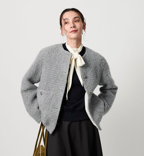 BEAUTY&YOUTH UNITED ARROWS「ドットジャガード ノーカラージャケット」|ノーカラージャケット|MD.GRAY