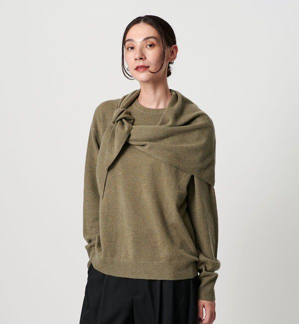 BEAUTY&YOUTH UNITED ARROWS「ウールカシミヤ クルーネックニット＆ストール ウォッシャブル」|ニット・セーター|OLIVE