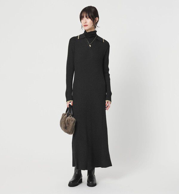 BEAUTY&YOUTH UNITED ARROWS「ウールポリエステルブレンド メランジ リブニットワンピース」|ワンピース|