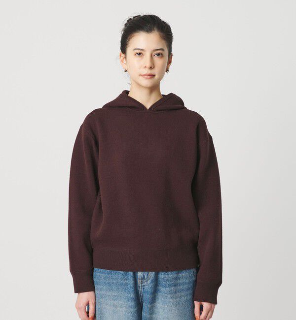 BEAUTY&YOUTH UNITED ARROWS「コットンウールブレンド ソリッド＆ボーダーニットフーディ ウォッシャブル」|ニット・セーター|