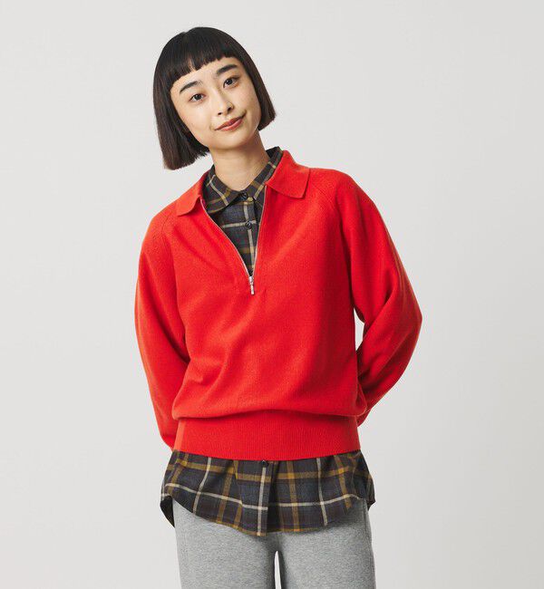 BEAUTY&YOUTH UNITED ARROWS「カノコニット ハーフジッププルオーバー ウォッシャブル」|ニット・セーター|ORANGE