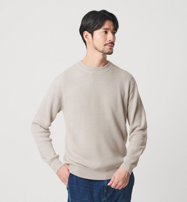 BEAUTY&YOUTH UNITED ARROWS「【WEB限定 WARDROBE SMART】マシーンウォッシャブル ウールミックス アゼ クルーネック」|ニット・セーター|