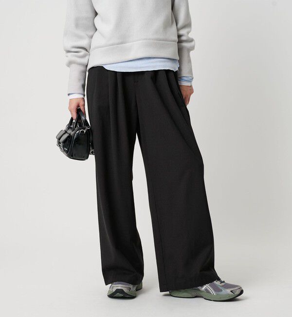 BEAUTY&YOUTH UNITED ARROWS「毛ポリエステルレーヨンブレンド ワイドタックパンツ」|スラックス|