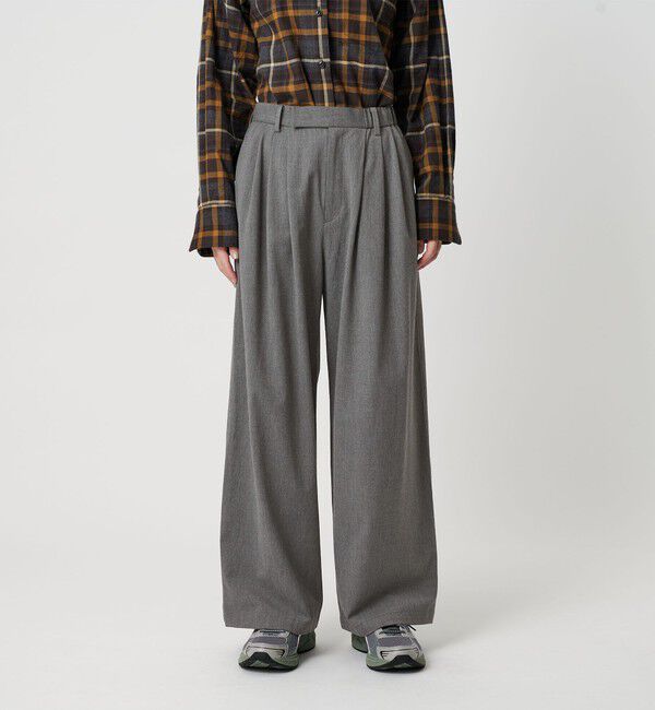 BEAUTY&YOUTH UNITED ARROWS「毛ポリエステルレーヨンブレンド ワイドタックパンツ」|スラックス|