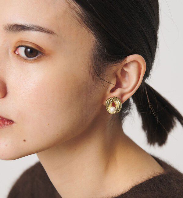 BEAUTY&YOUTH UNITED ARROWS「メタルライン パールモチーフ イヤリング」|イヤリング|GOLD