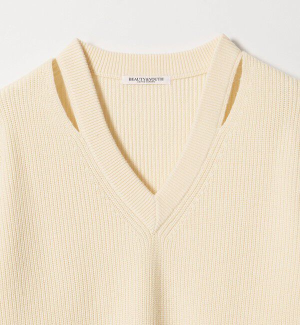 BEAUTY&YOUTH UNITED ARROWS「アゼ スリットVネック ニットプルオーバー ウォッシャブル」|ニット・セーター|