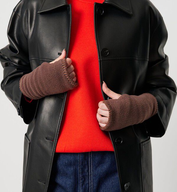 BEAUTY&YOUTH UNITED ARROWS「＜TWEEDMILL＞フリース ステッチ フィンガーレスグローブ」|手袋|MD.BROWN