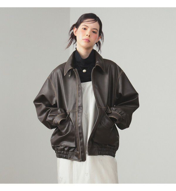 Ray BEAMS 「フェイクレザー フライト ジャケット」|ブルゾン・スタジャン|