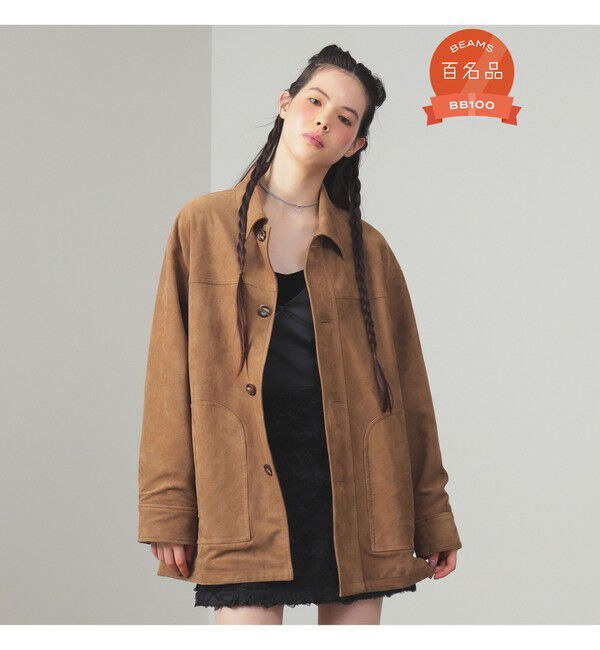 Ray BEAMS 「フェイク スエード ハーフ コート」|ダッフルコート|CAMEL