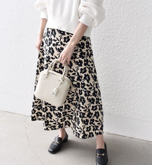 SHIPS for women「*〈手洗い可能〉ドット / 花柄 切替 セミフレア スカート ◇」|スカート|